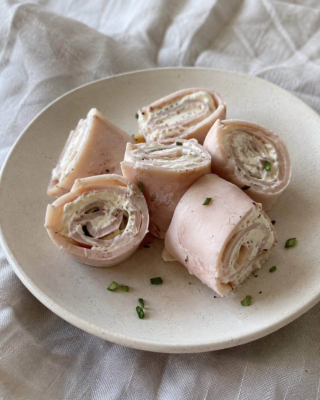 Turkey and soft cheese roll-ups